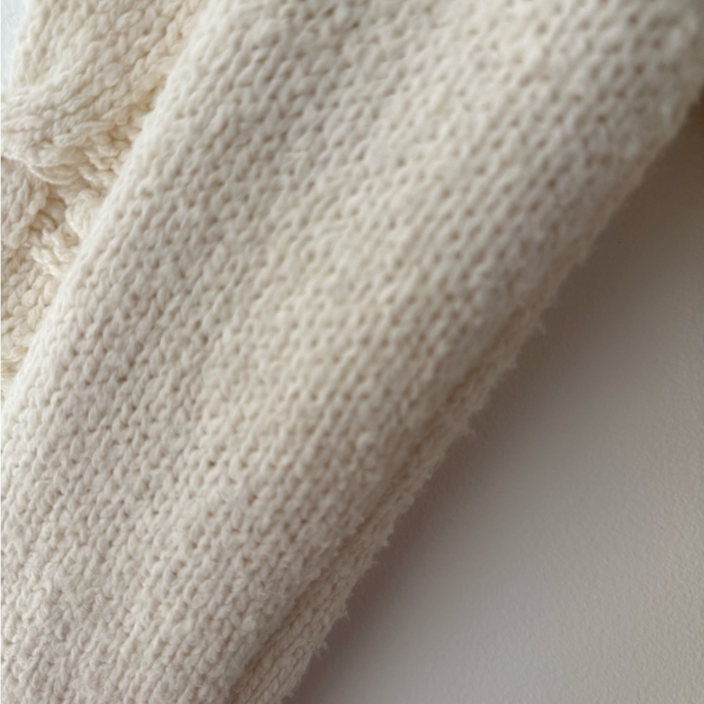 Anthropologie Cream Cable Knit Button-Front Women's Sweater Cardigan - Picture 5 of 9